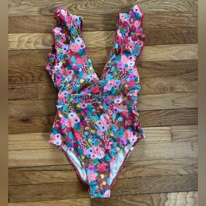 summersalt Floral One-Piece Swimsuit in Pink, Green & Blue